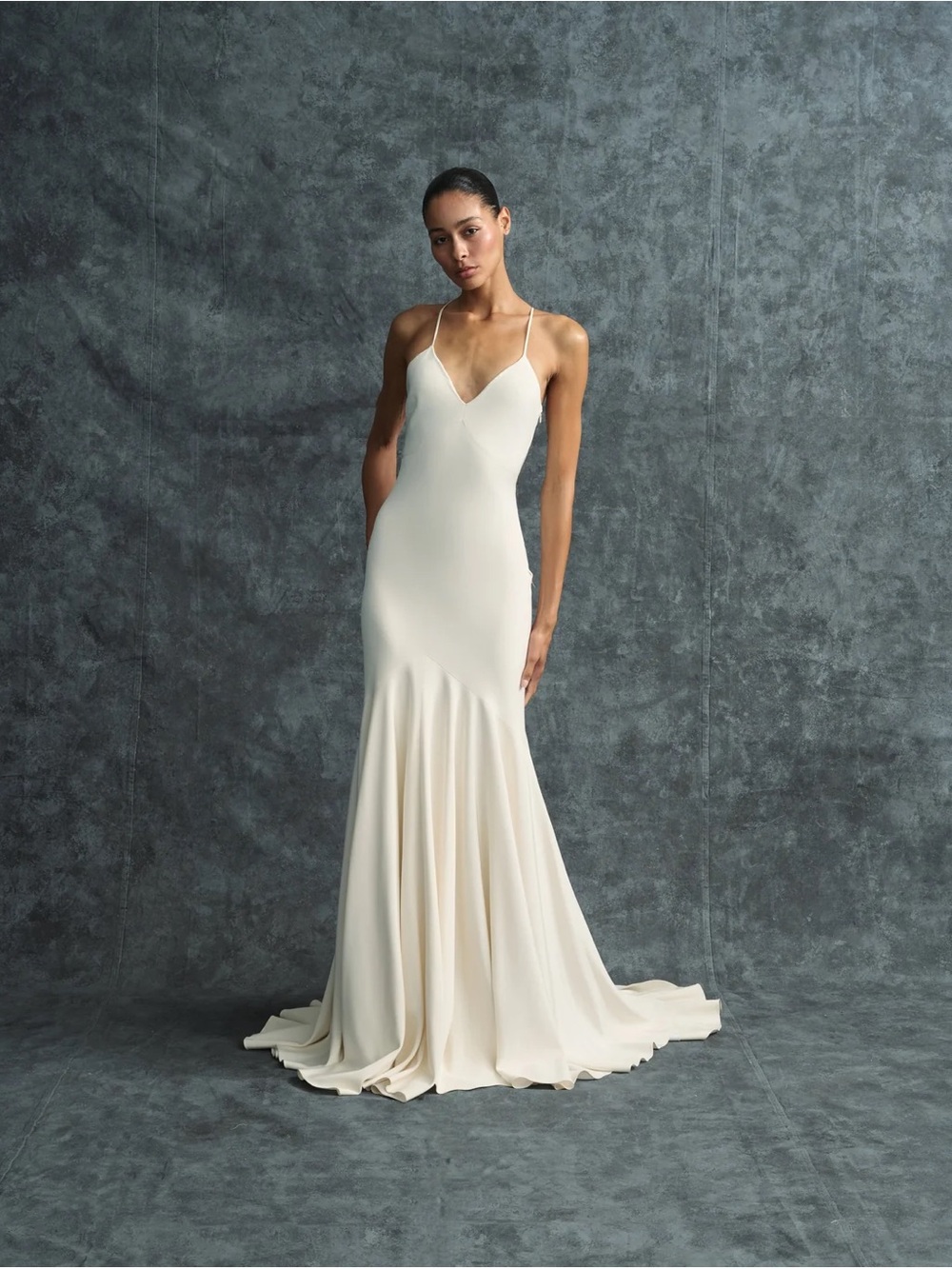 Bacall Gown | Houghton Bridal - Minimalist Cream Spaghetti-Strap Wedding Gown
